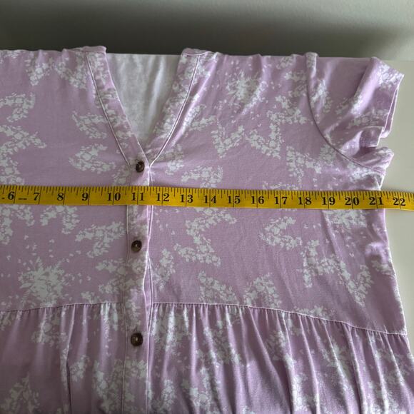 Wonderly Purple Top Size 1X Babydoll Peplum Lavender Ruffle Flowy Feminine - Picture 8 of 9